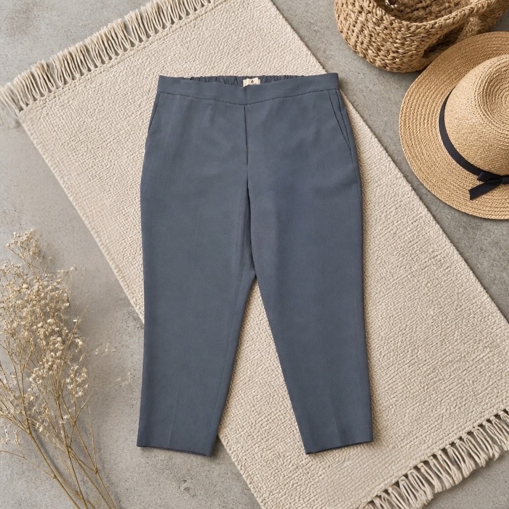 Babaton Slate Blue Minimalist Cropped Ankle‎ Pants Size 14 Quiet Luxury Office